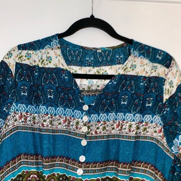 Boho Hippy Western Maxi Button Up Dress - Picture 7 of 12